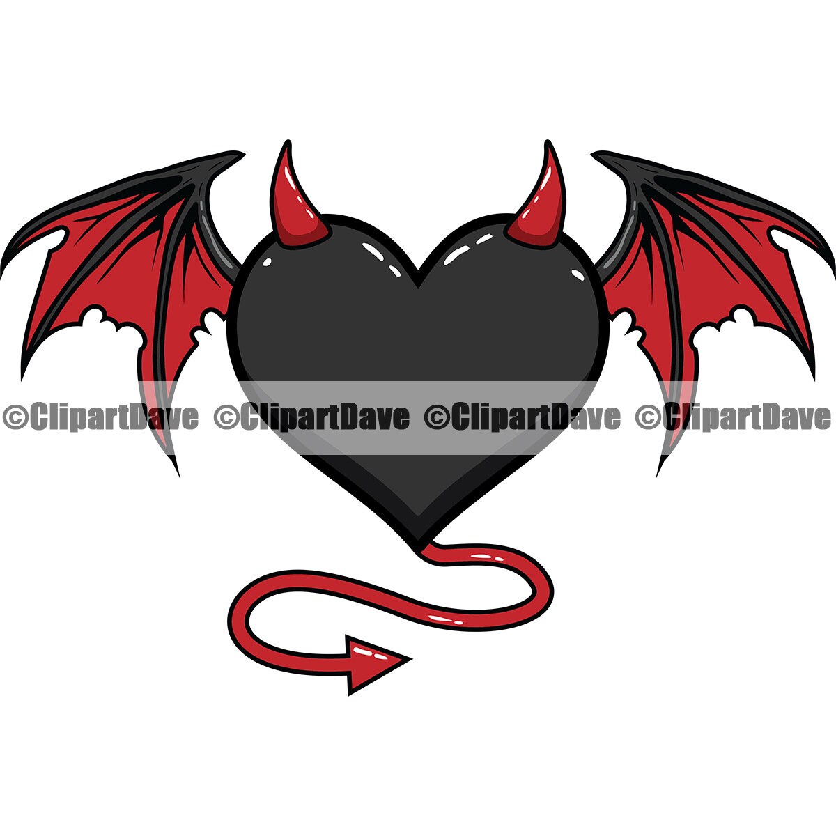 Heart Devil SVG Design Wings Horns Tail Love Symbol Valentine Etsy