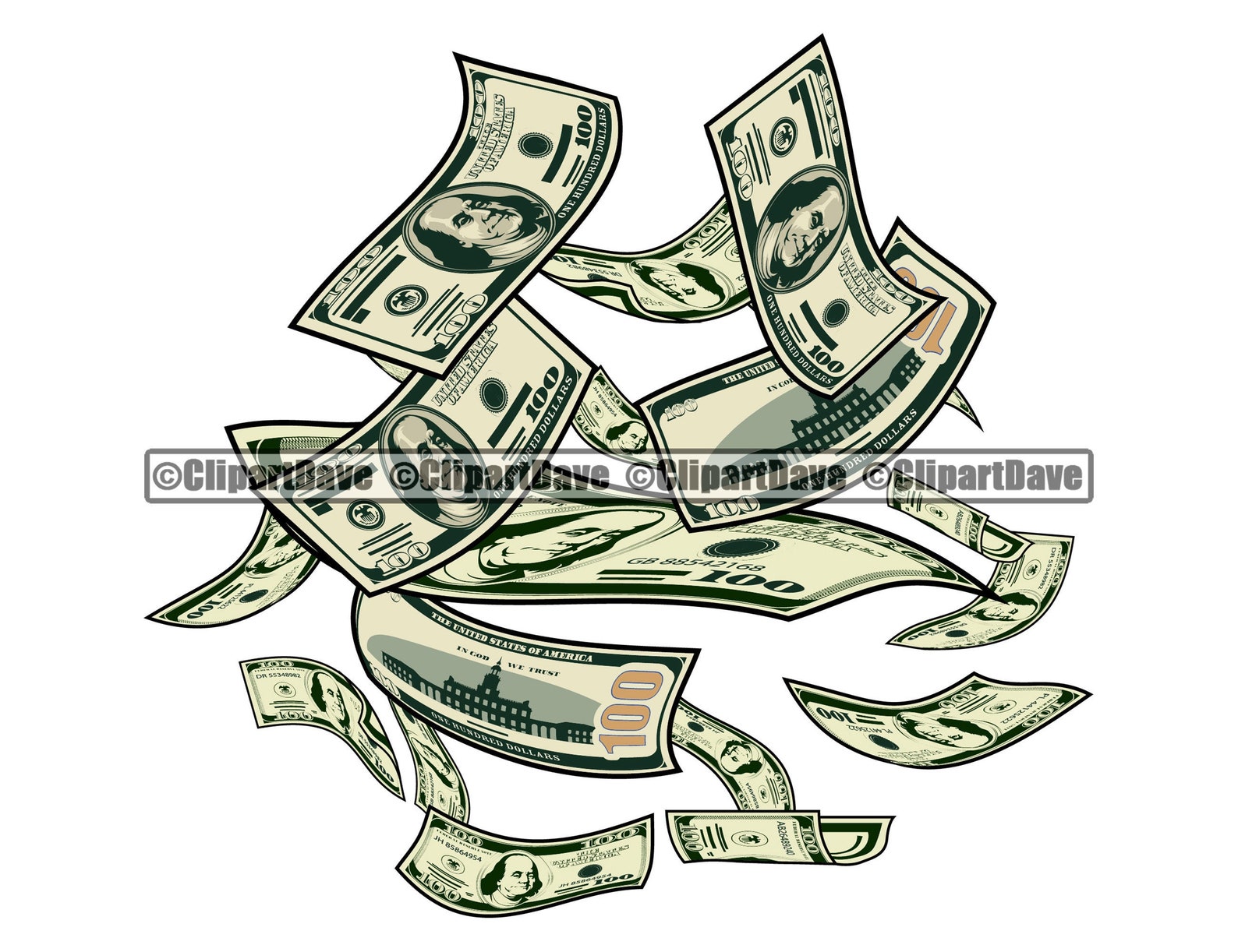 Money Raining SVG Design 100 Dollar Bill Cash Falling Finance | Etsy