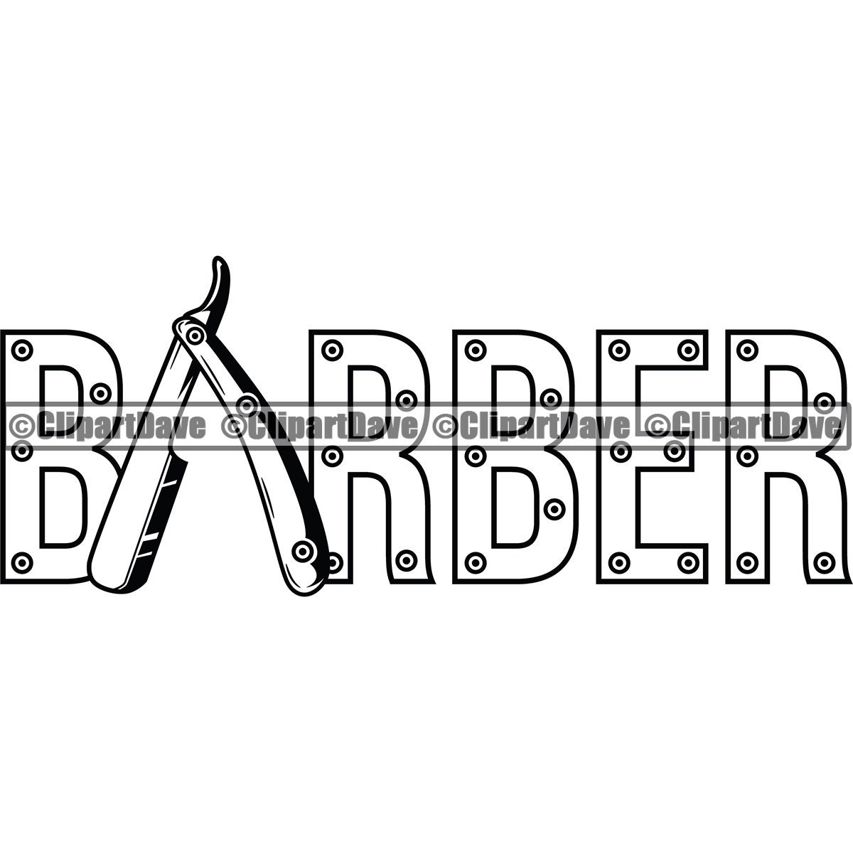 Barber Razor Blade Sign SVG Design Logo Hairstylist Etsy