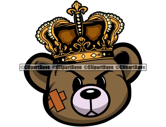 Gangster Teddy Bear King Crown Svg Design Cash Crown Bandage Etsy