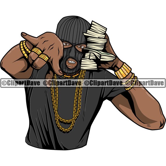 Gangster Ski Mask Money Stack Cell Phone Svg Design Thug Gang Etsy