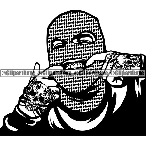 Gangster Ski Mask SVG Design Thug Gold Teeth Necklace Chain | Etsy