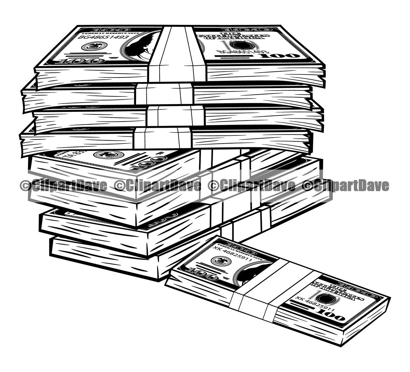 Money Stack Svg Design 100 Dollar Bill Cash Pile Ben Franklin Etsy
