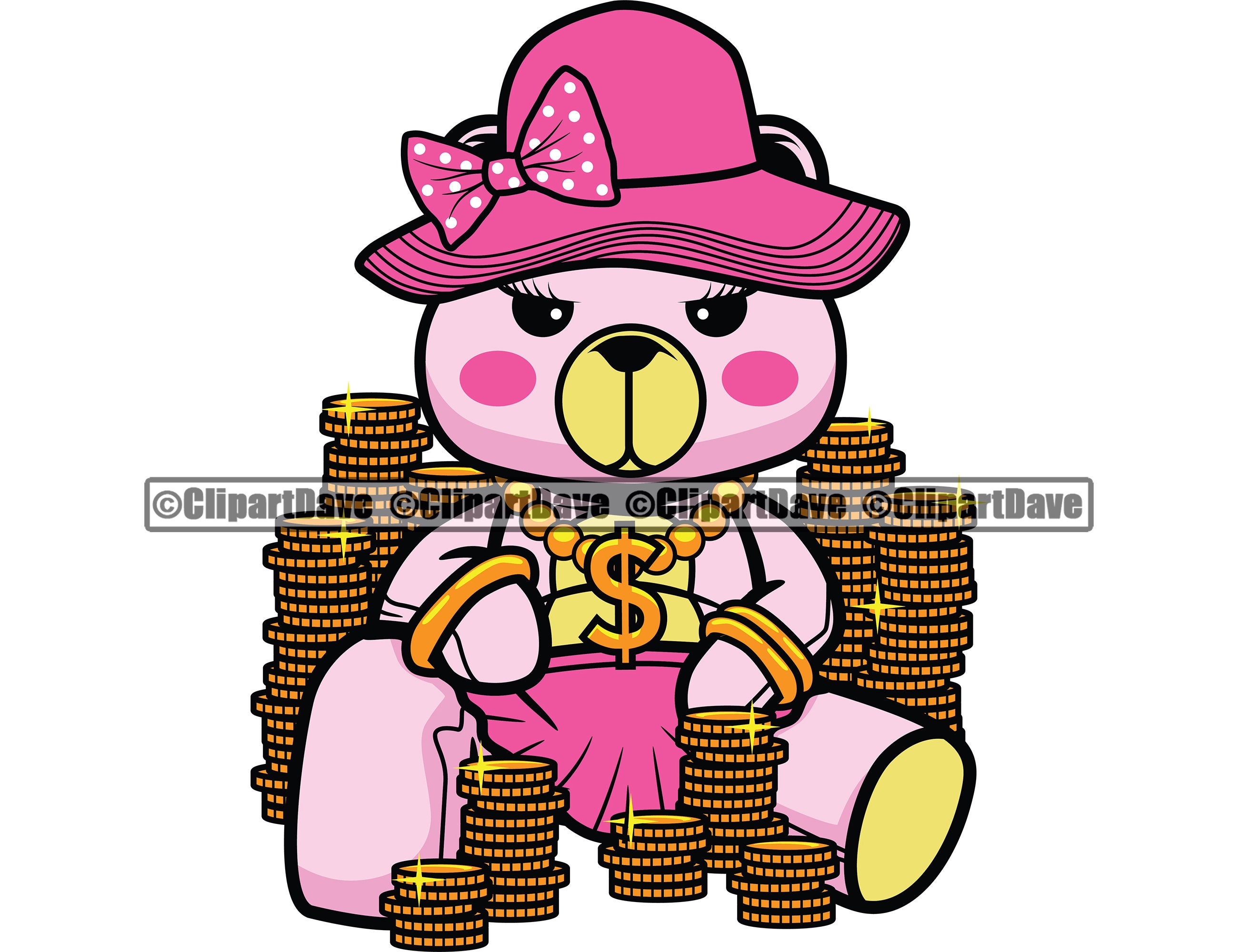 Female Gangster Teddy Bear Money SVG Design Street Ghetto ...
