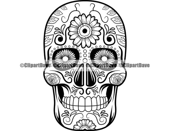 Sugar Skull Svg Design Day Of The Dead Floral Flower Sunflower Etsy