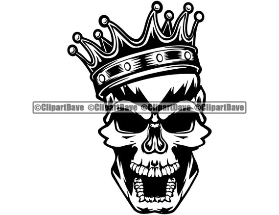 Skull King Crown SVG Design Logo Badass Royalty Tattoo Horror | Etsy