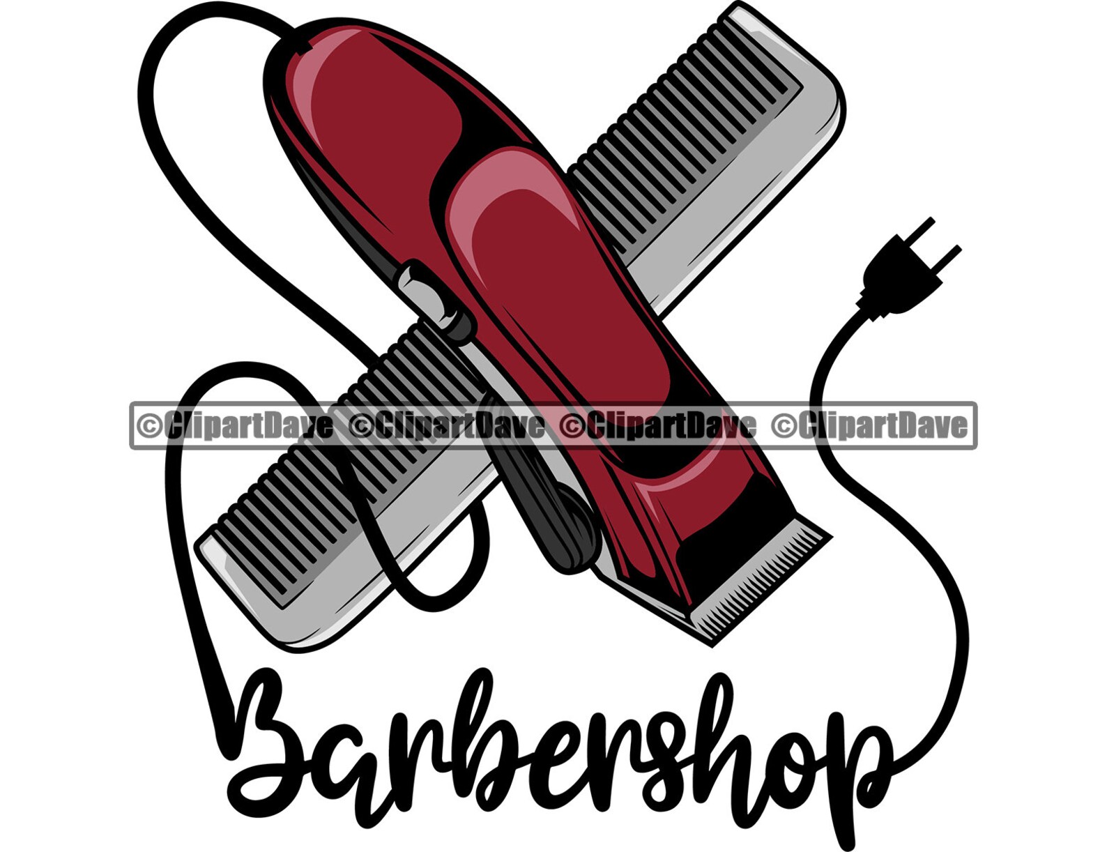 Clippers Comb Sign SVG Design Logo Barber Etsy