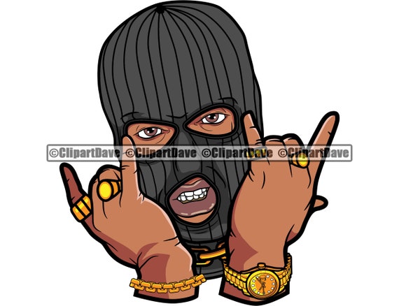 Gangster Ski Mask Jewelry SVG Design Male Thug Gangster Money | Etsy