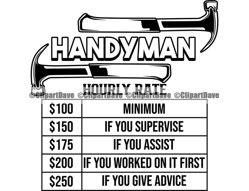 Handyman Hourly Rate Funny SVG Design Construction Hammer Etsy