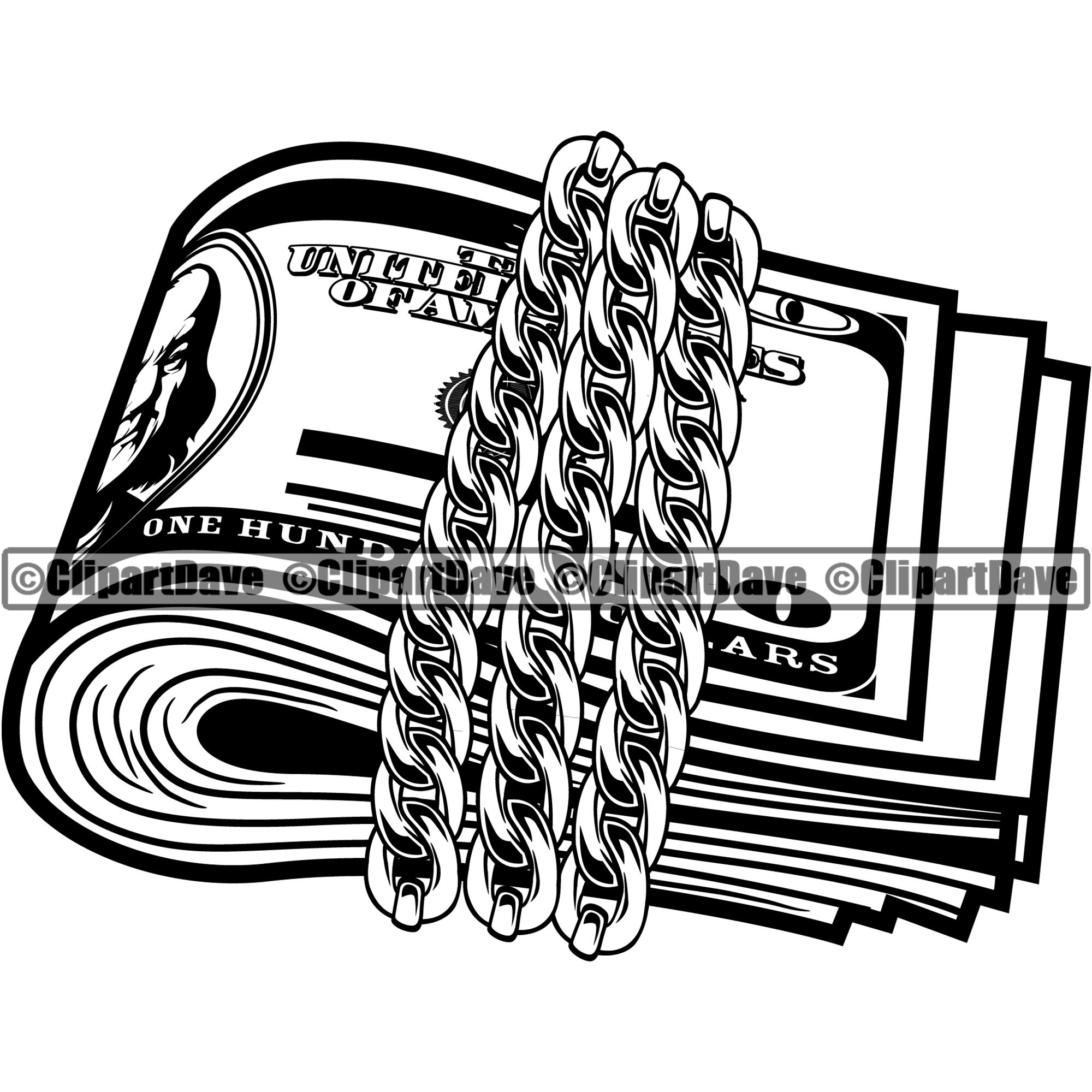 Money Gold Chain SVG Design 100 Dollar Bill Cash Jewelry Etsy