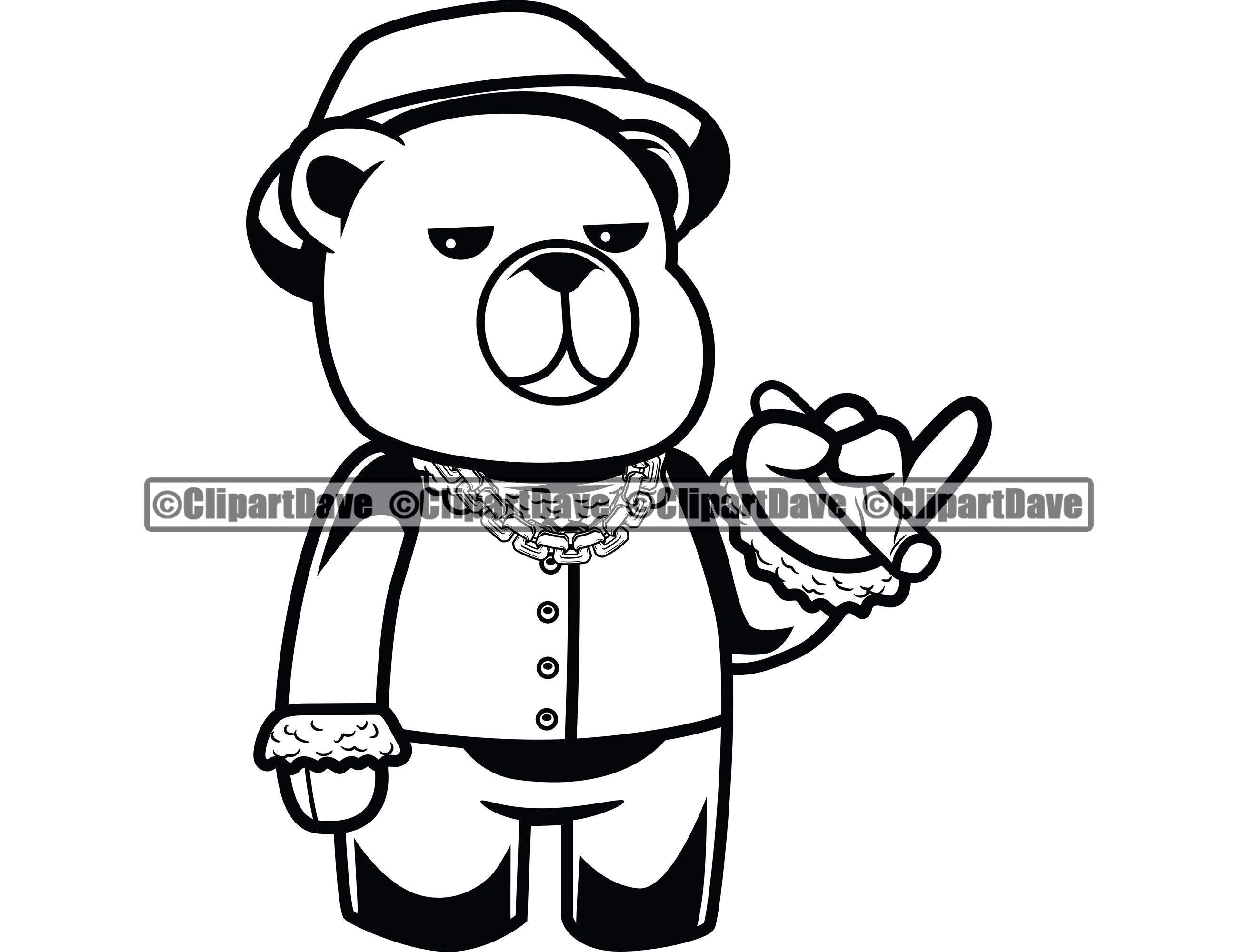Gangster Teddy Bear Pimp Player Smoke Cigar Fur Coat Svg Etsy