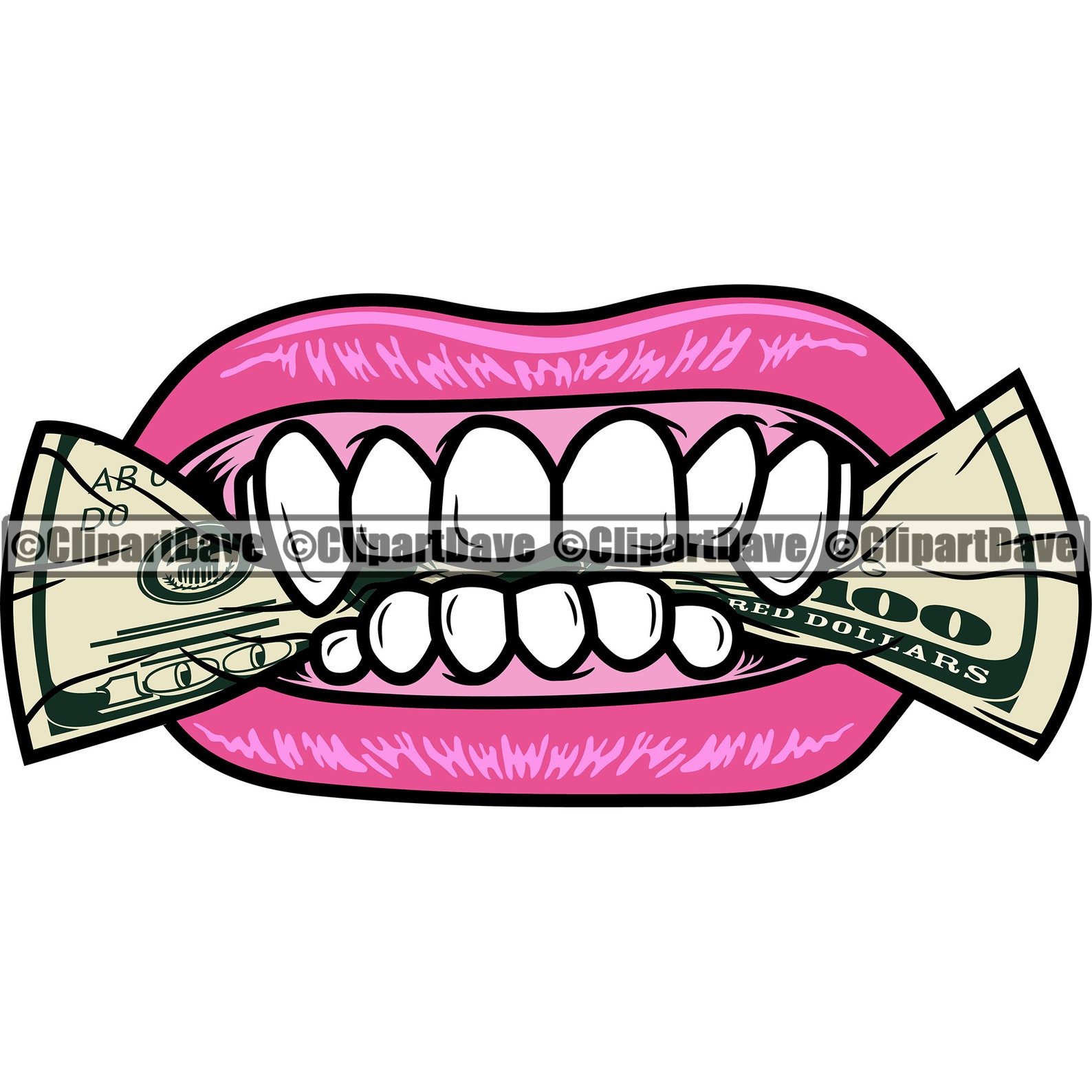 Lips Biting Money SVG Design Bite 100 Dollar Bill Cash Rich Etsy