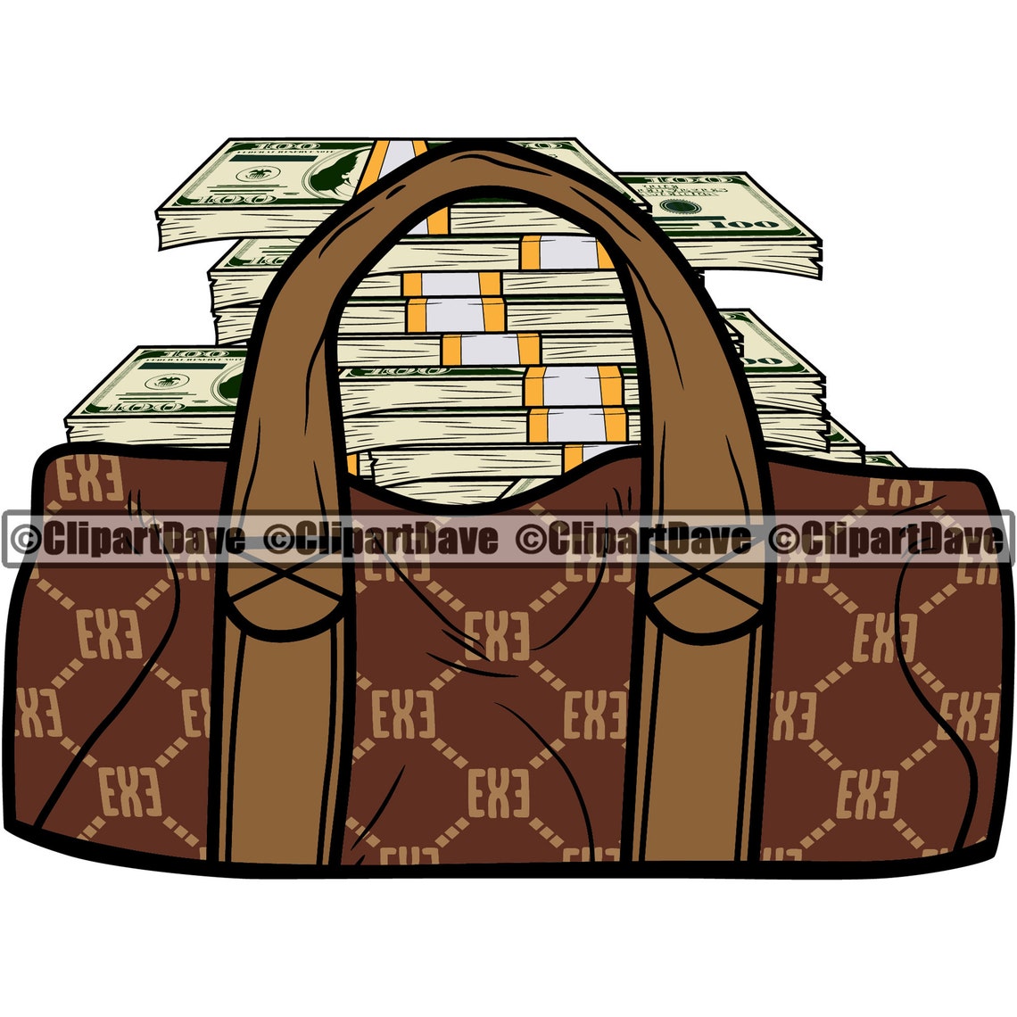 Money Luxury Leather Duffle Bag SVG Design 100 Dollar Bill Etsy