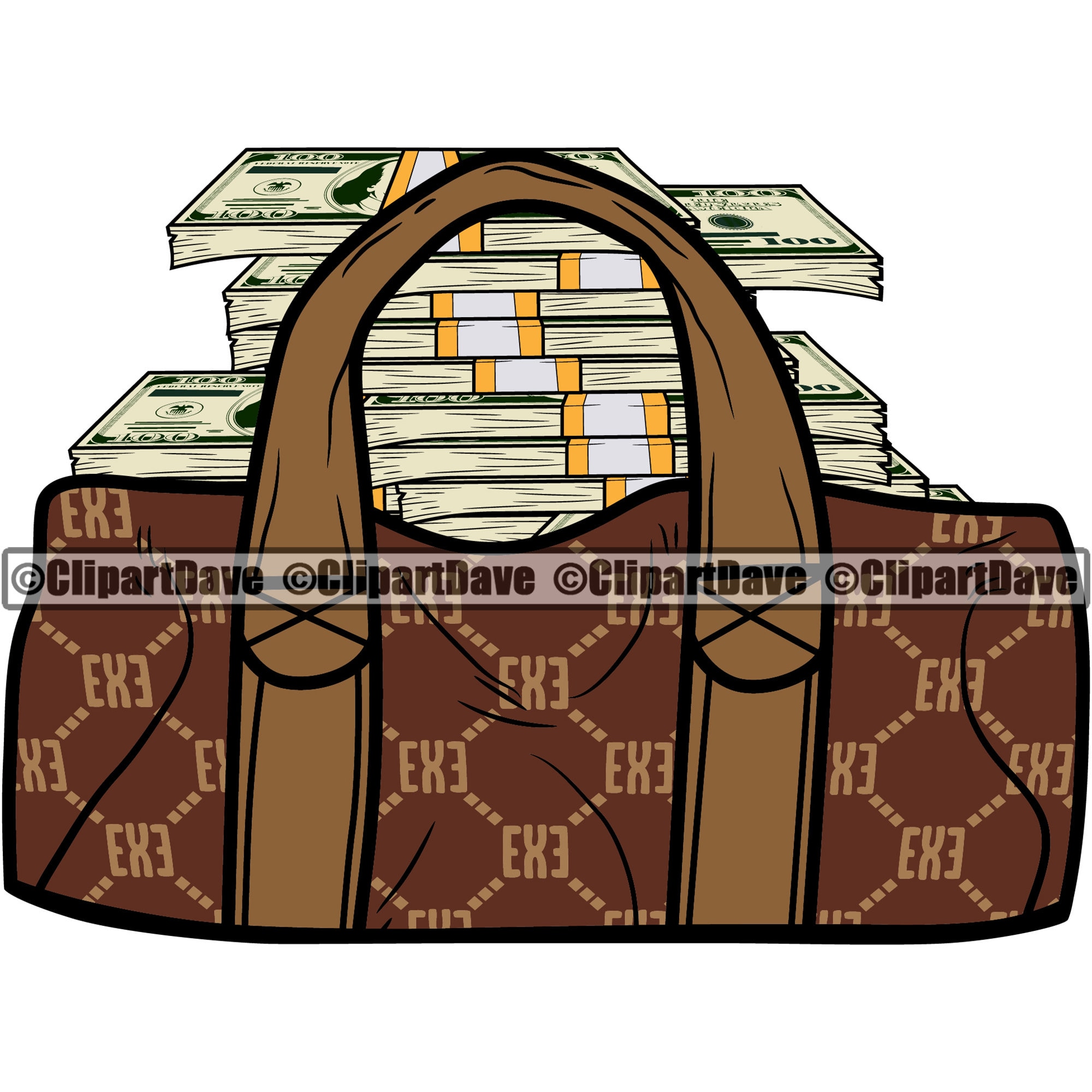 Money Luxury Leather Duffle Bag SVG Design 100 Dollar Bill Etsy