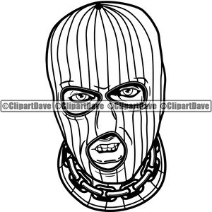 Gangster Ski Mask Svg Design Thug Roses Necklace Chain Savage Etsy