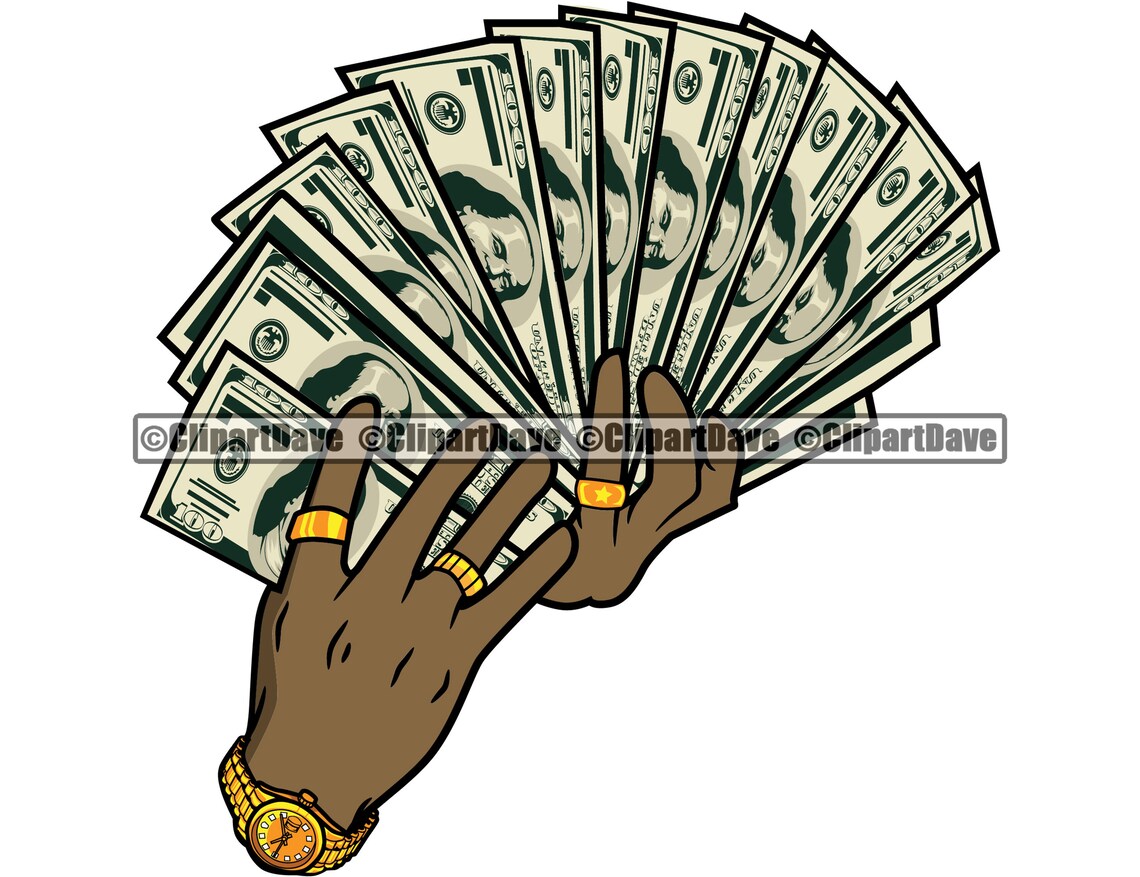 Male Hands Holding Money Fan SVG Design Cash Spread Arm Gold Etsy