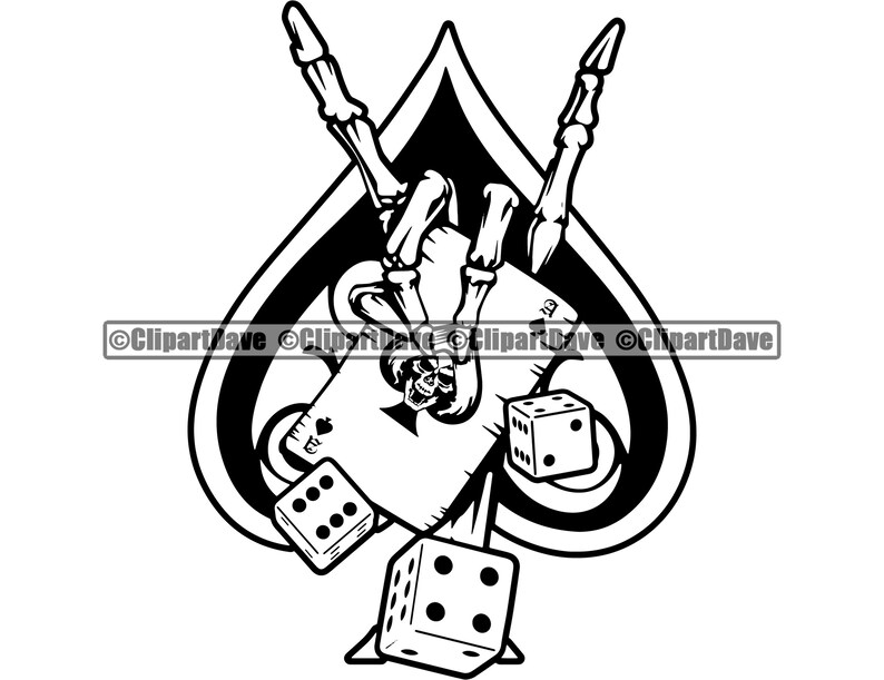 Ace of Spades Skeleton Hand Rock N Roll Sign Dice SVG Design Etsy Canada