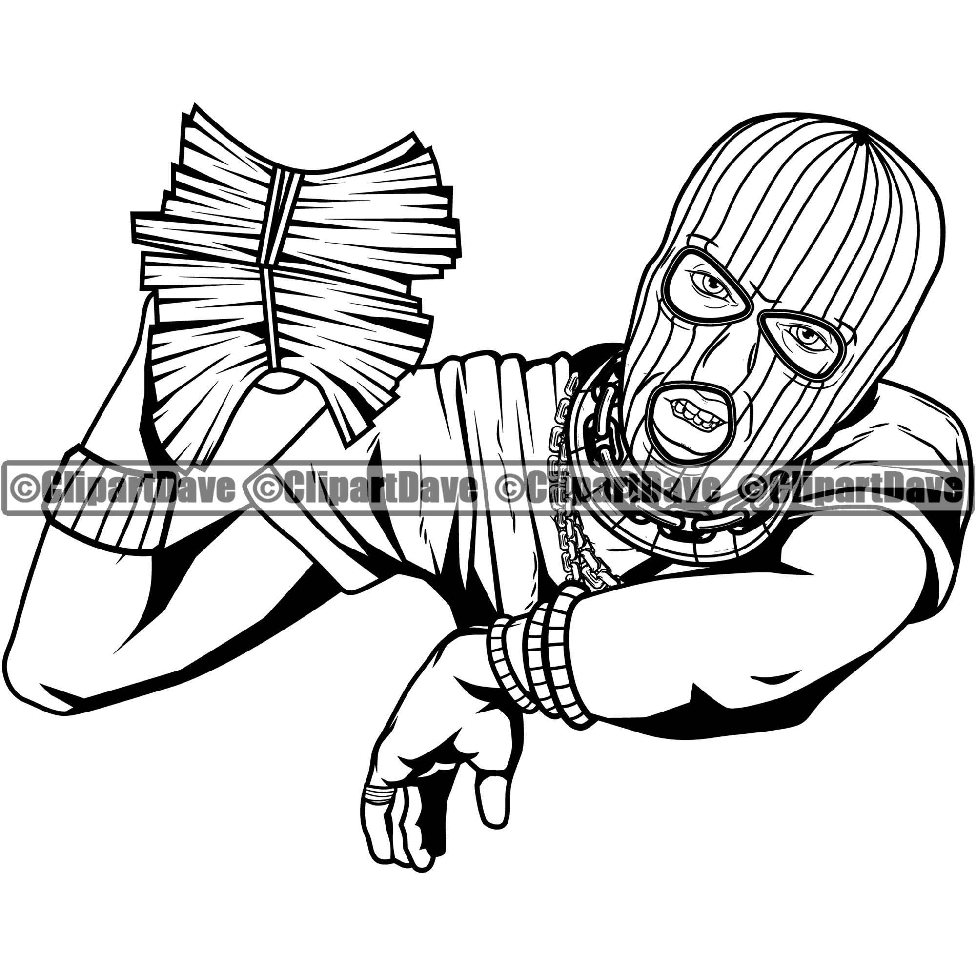 Gangster Ski Mask Holding Money Stacks SVG Design Thug Etsy