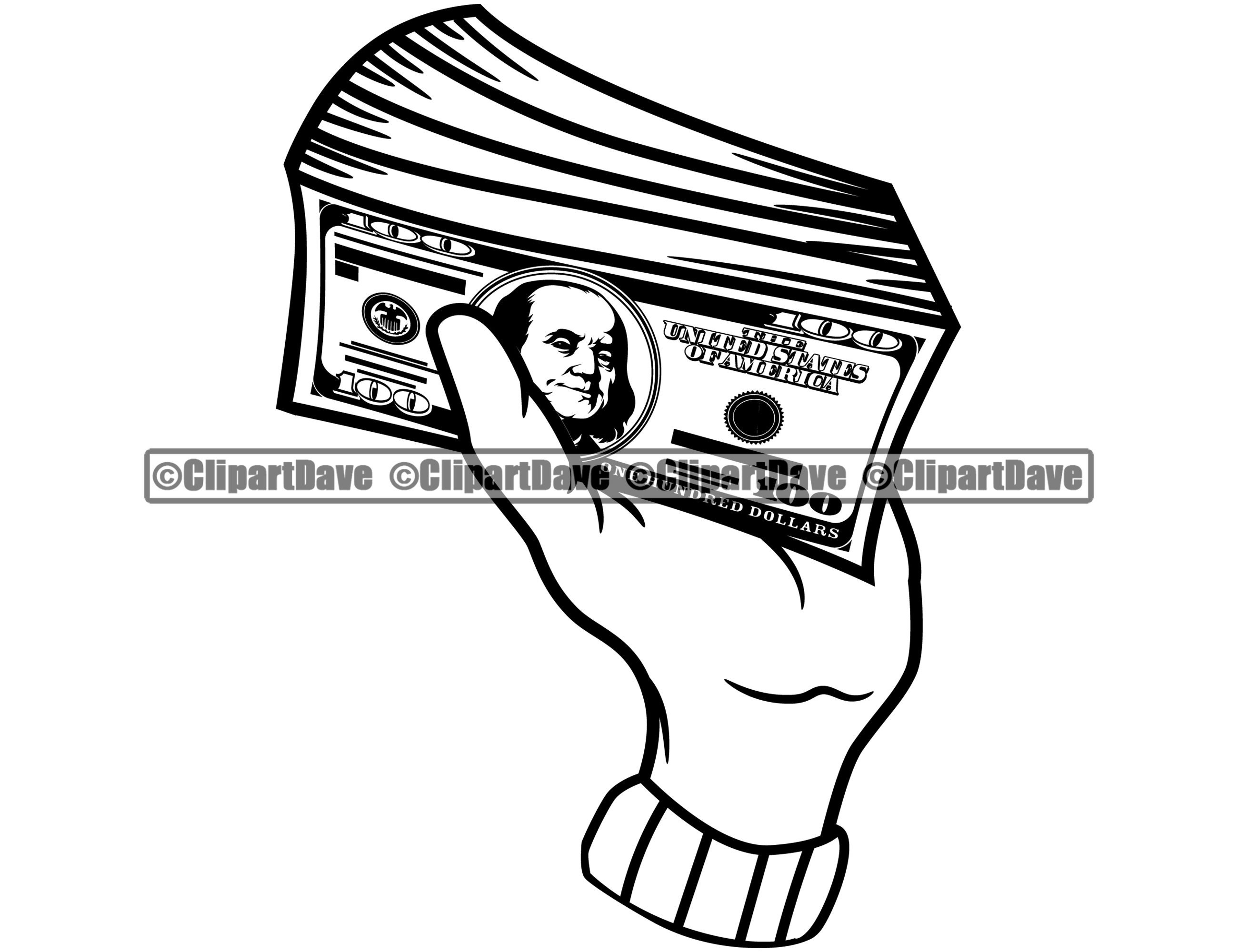 Hand Grabbing Holding 100 Dollar Bill Money Stack SVG Design | Etsy