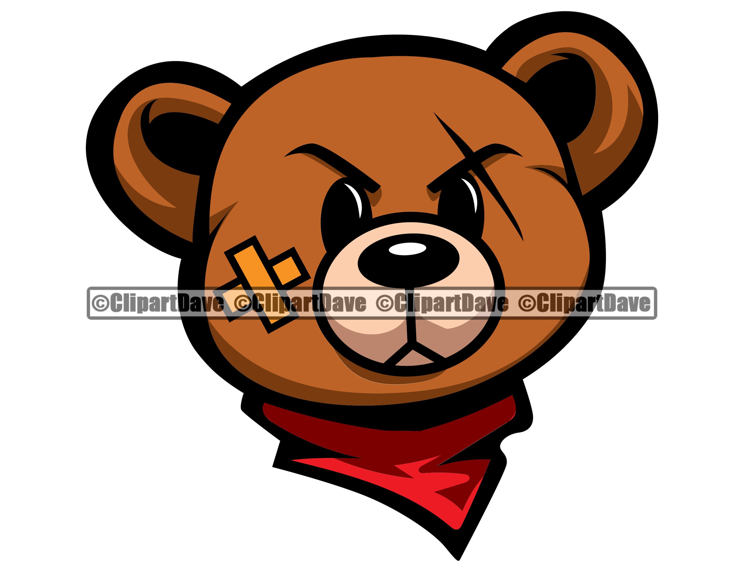 Gangster Teddy Bear Bandanna Scarf Bandage Scar Svg Design Etsy