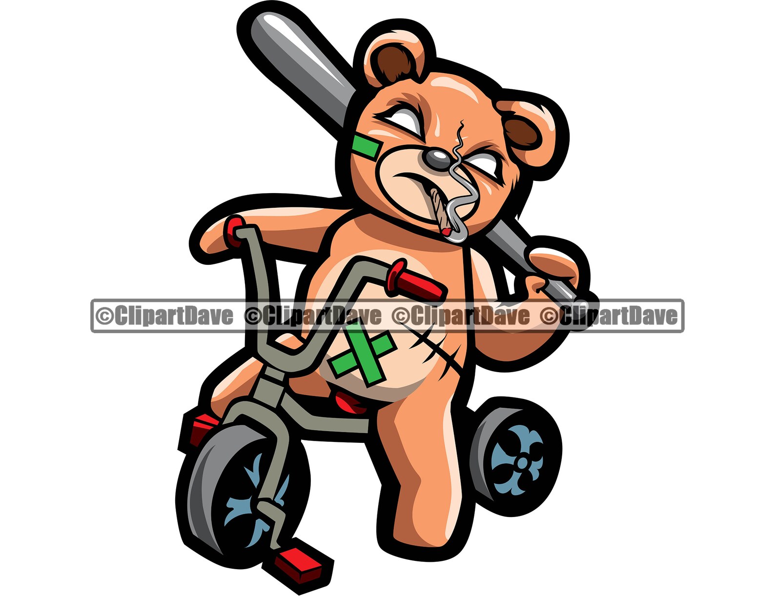 Gangster Teddy Bear Bat Tricycle Smoking Cigarette Cigar SVG | Etsy