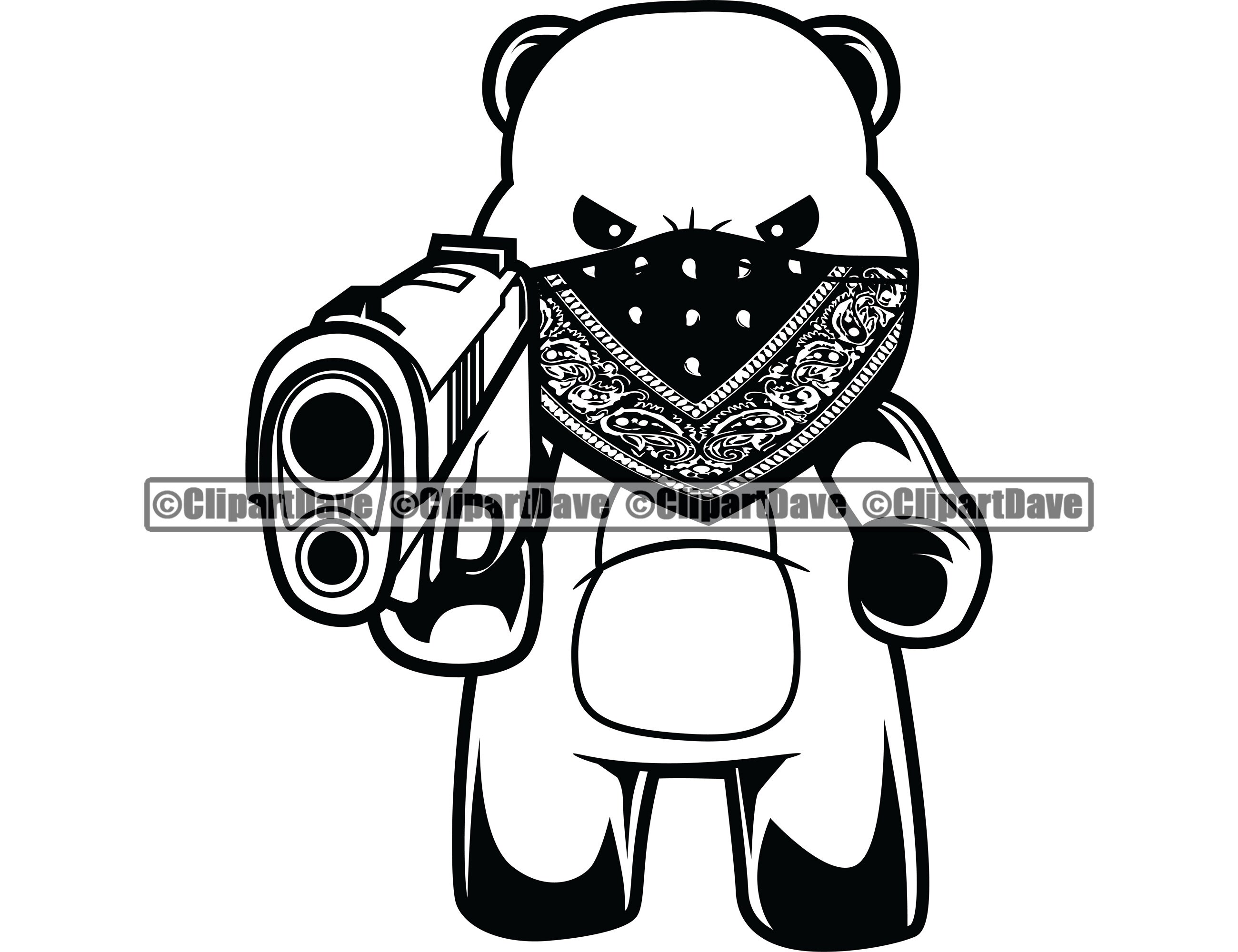 Gangster Teddy Bear Bandanna Face Mask Gun Svg Design Scar Etsy