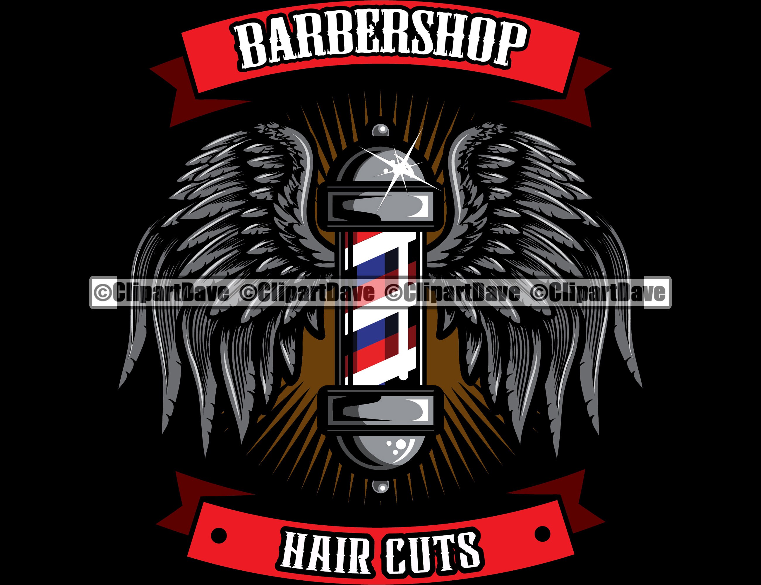 Barber Pole Angel Wings Sign SVG Design Company Etsy España