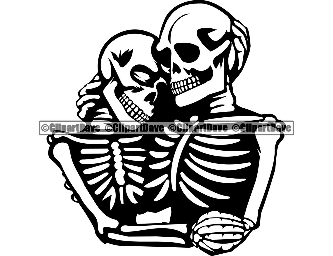 Skeleton Couple Skull Soulmates SVG Design Logo Tattoo