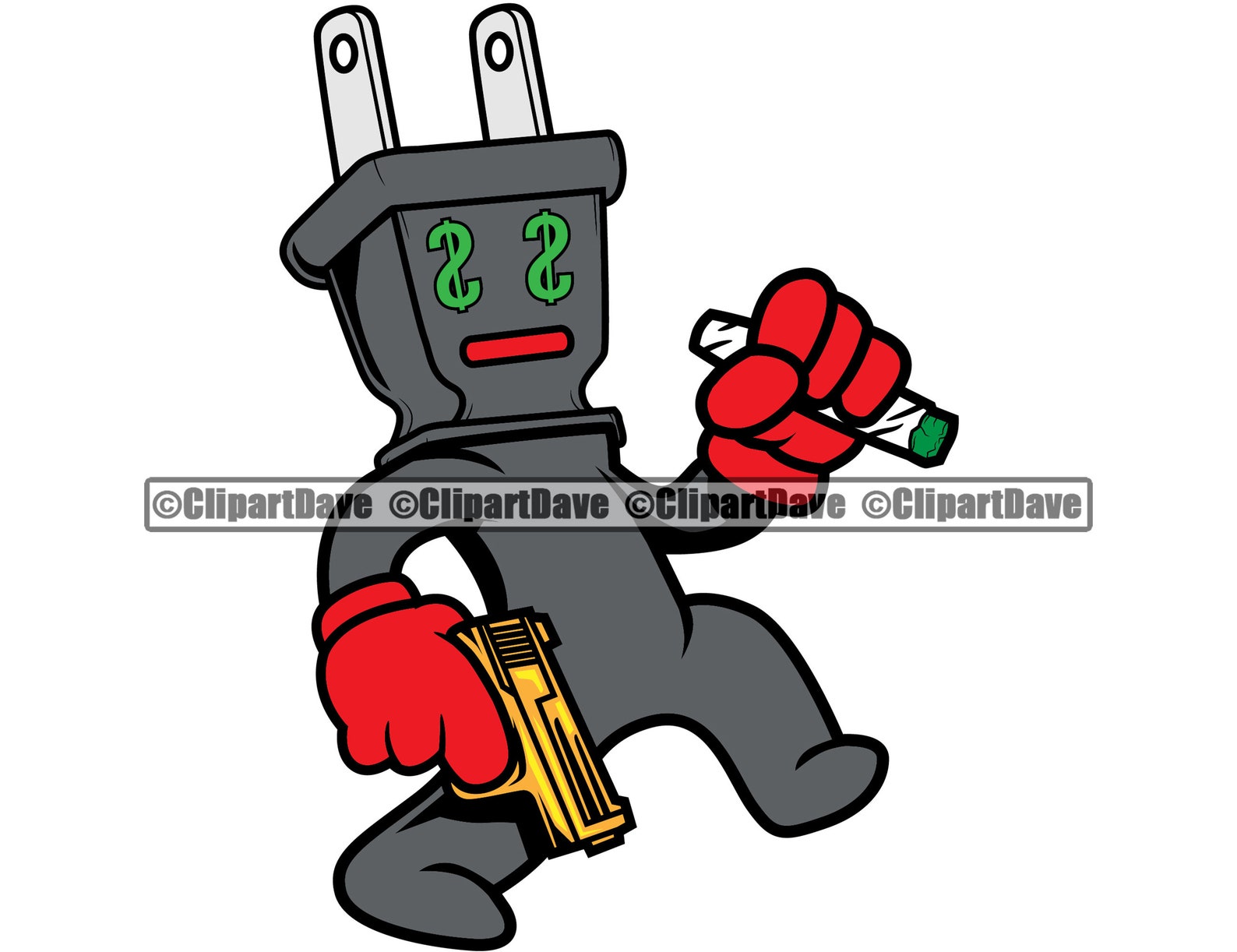Plug Cartoon Character Hold Gun Cigarette Paper SVG Design | Etsy