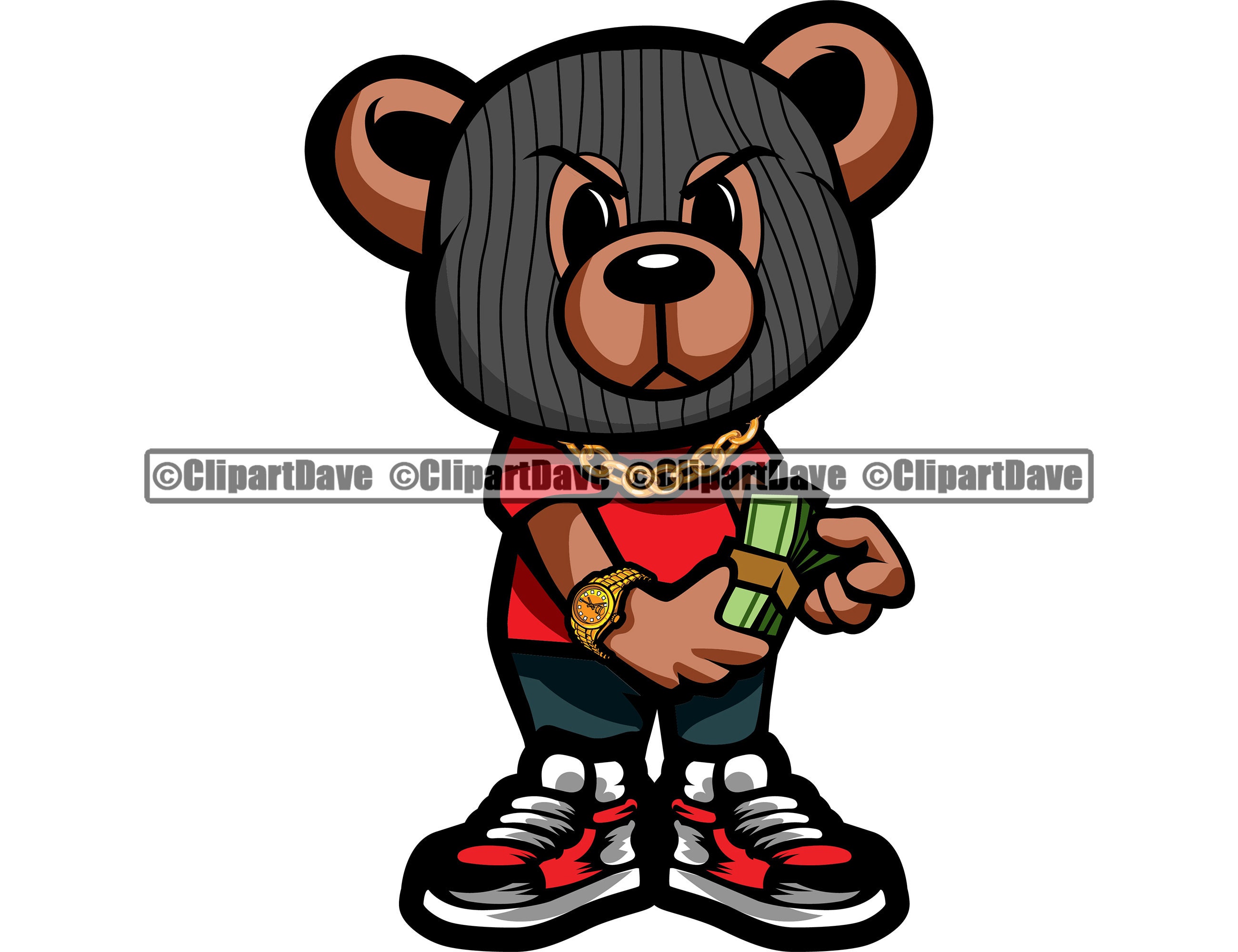 Gangster Teddy Bear Ski Mask Counting Money Stack SVG Design Etsy