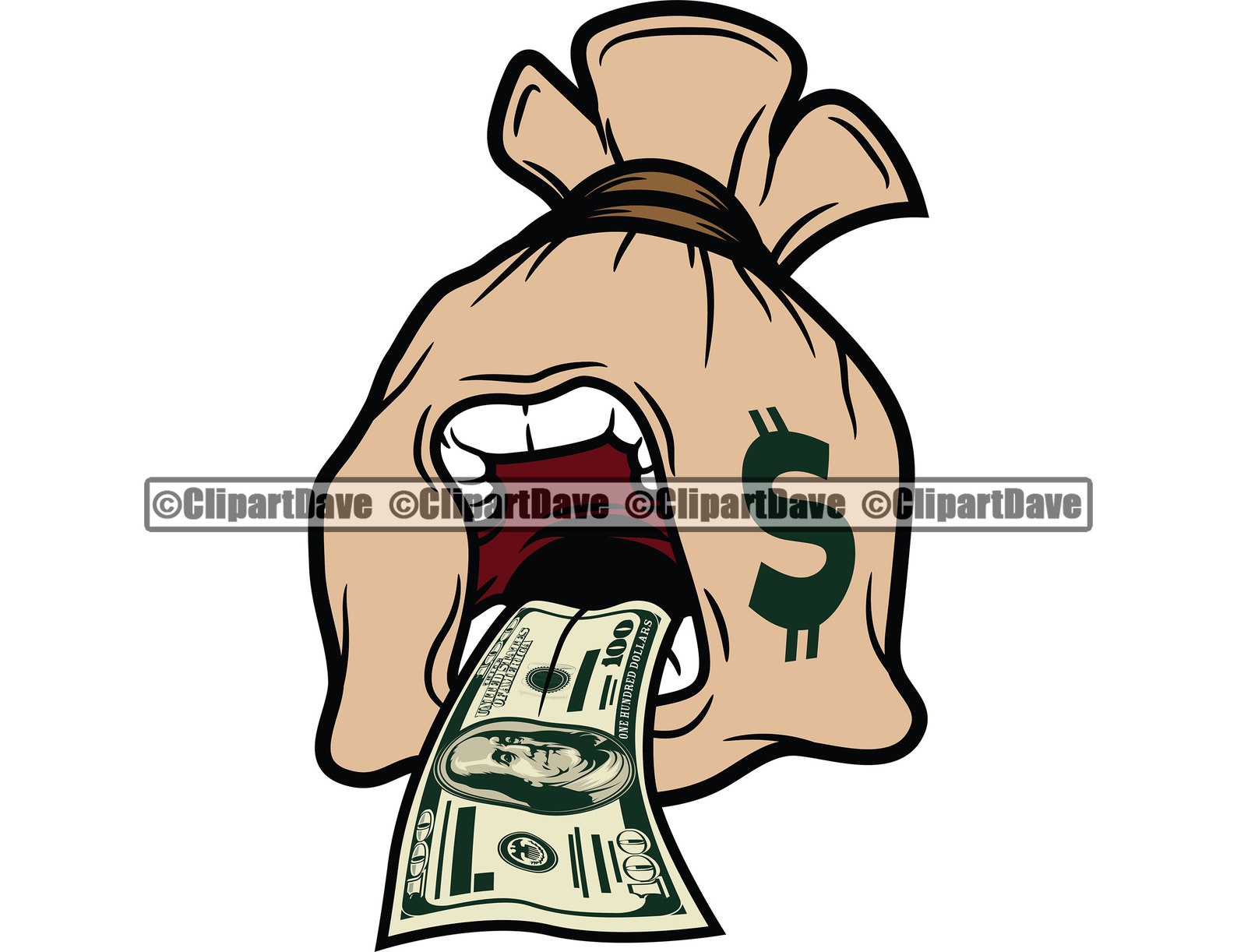 Money Bag Cash Tongue Mascot SVG Cartoon Character Design | Etsy
