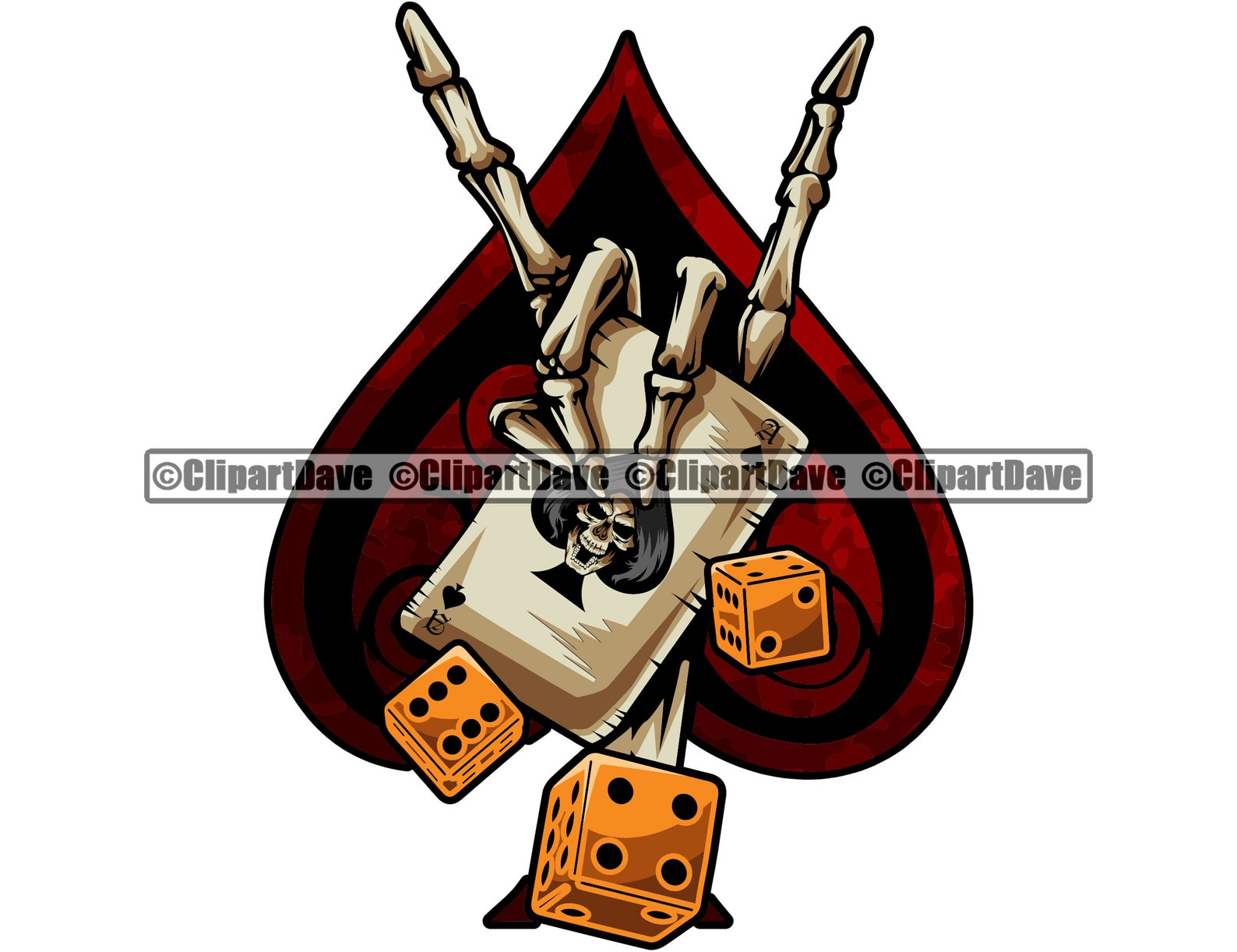 Ace Of Spades Skeleton Hand Rock N Roll Sign Dice SVG Design Etsy