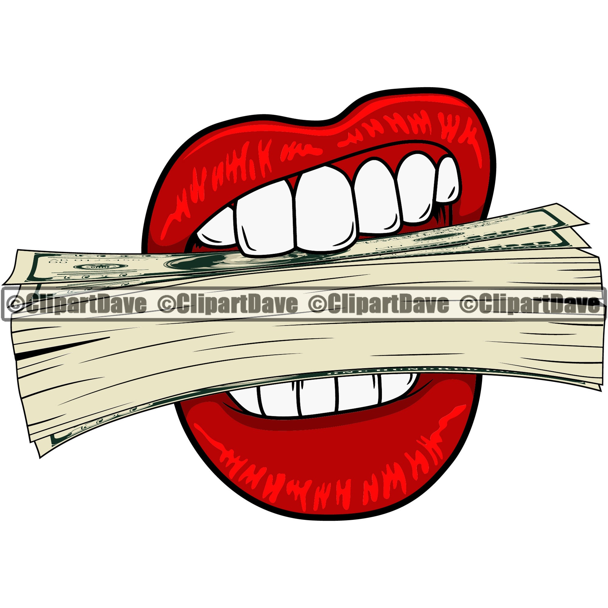 Lips Biting Big Money Stack SVG Design Bite 100 Dollar Bill Etsy