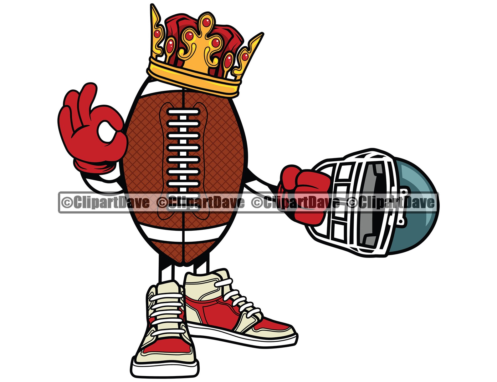 Football King Crown Helmet Cartoon Character SVG Design Logo Etsy