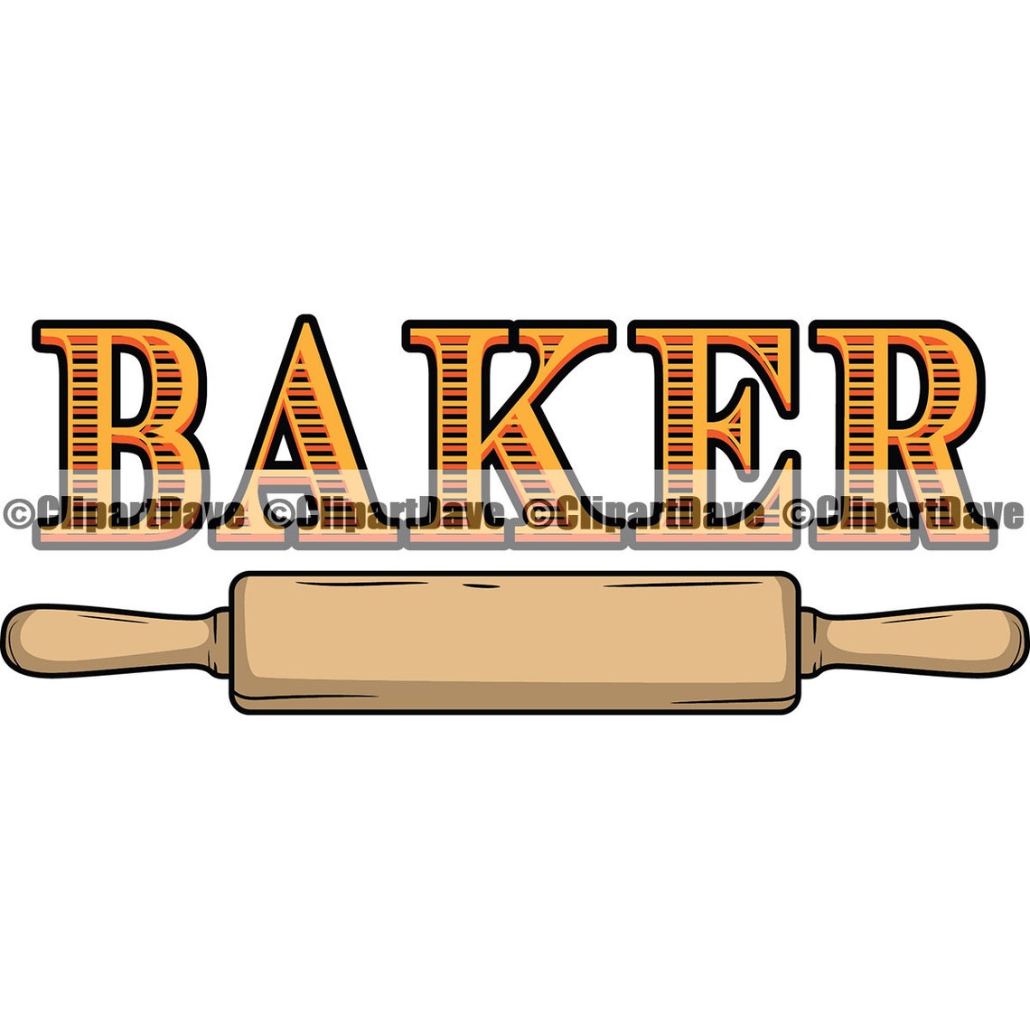 Baker Rolling Pin SVG Design Logo Food Bakery Bread Chef Bake Etsy