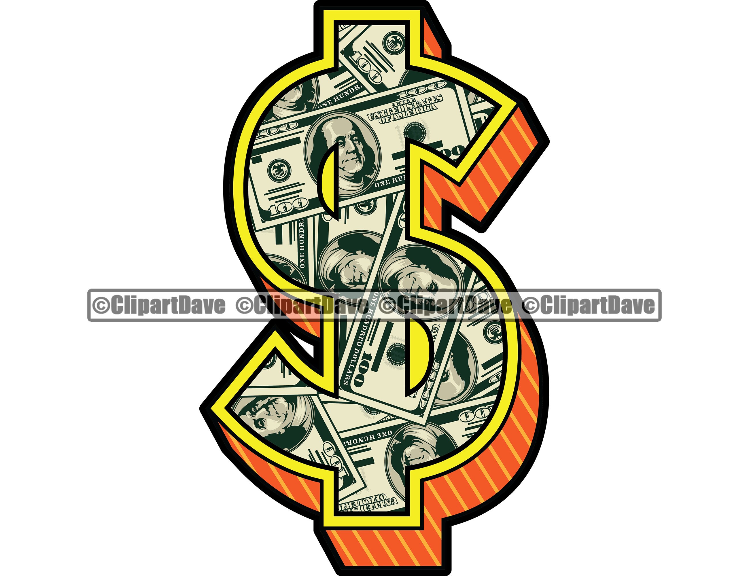 Dollar Sign One Hundred 100 Bill Money SVG Design Cash | Etsy