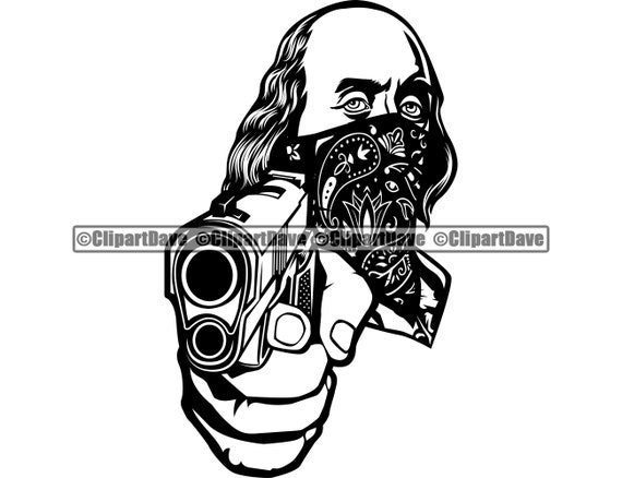 Ben Franklin Gangster Gun Bandanna Face Mask SVG Design 100 | Etsy