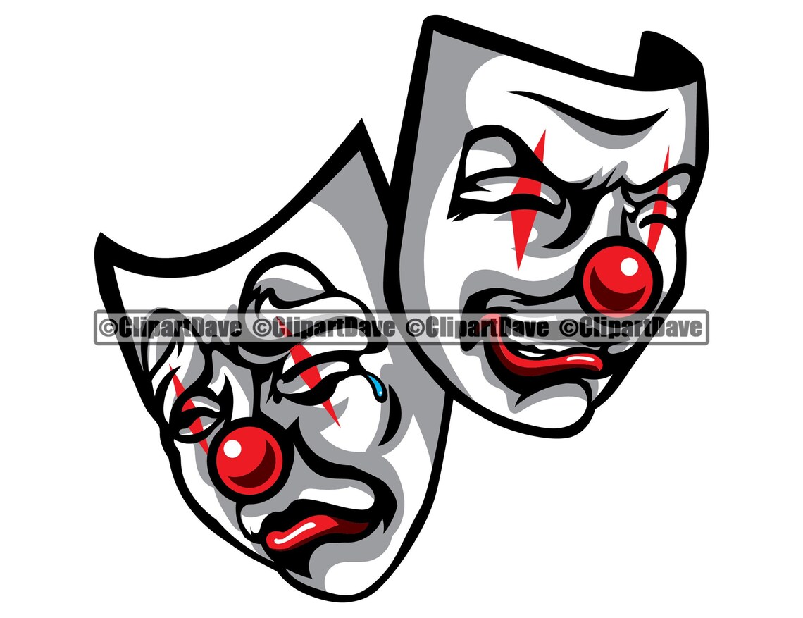 Happy Sad Clown Masks SVG Design Logo Smile Now Cry Later Etsy