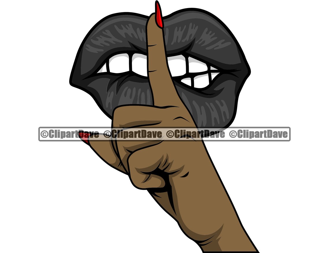 Finger On Lips Shhh Black And White Sexy Lips Shhh Shut Up Finger SVG Design Stop Talking Quiet | Etsy