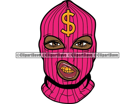 Gangster Woman Ski Mask Dollar Sign SVG Design Savage Thug | Etsy