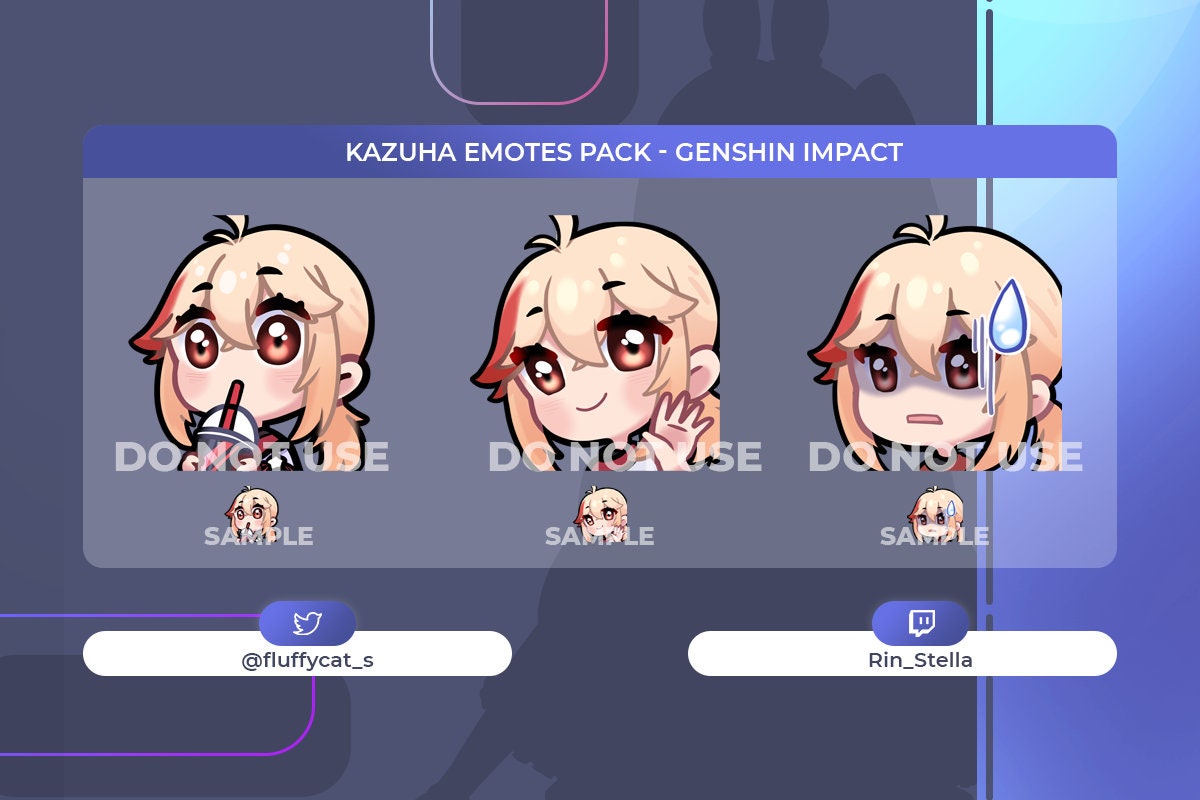 Kazuha emotes pack Genshin Impact Etsy.de