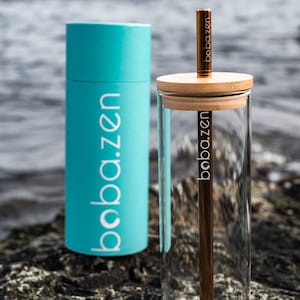 Tasse réutilisable de thé à bulles en verre w/paille en acier inoxydable