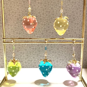 Colorful Strawberry Gold Earrings