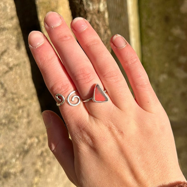 Rare Red seaglass ring