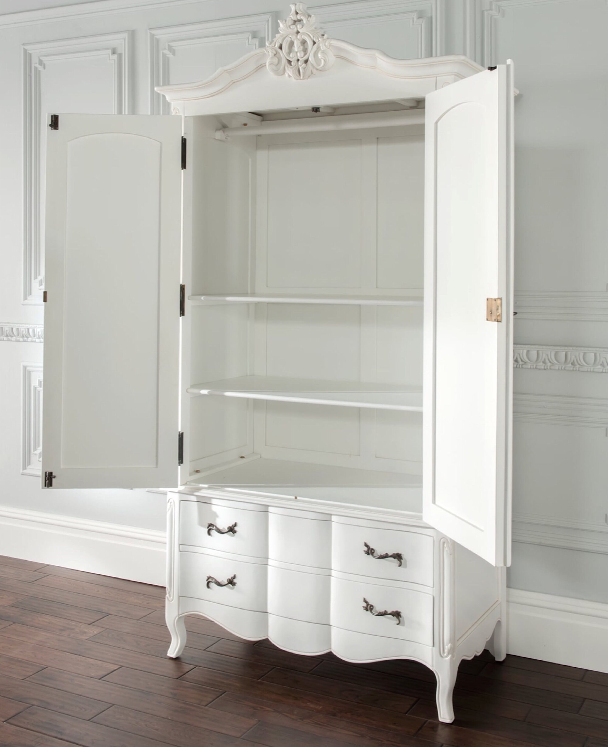 French antique white hand carved wardrobe with drawers and Etsy