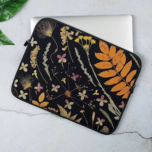 ブラックウィッチネイティブの押し花と植物のユニークなソフトネオプレンプレミアムラップトップスリーブ