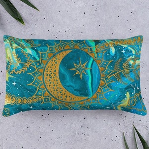 Sun-Moon Night Sky Mandala Accent Pillow