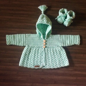 Crochet PATTERN - Zara Baby Hoodie and Booties Set Newborn - 3 Months DK/8 Ply