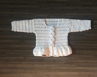 Crochet PATTERN - Leah Baby Cardigan with Peplum Newborn to 2 Years DK/8 Ply