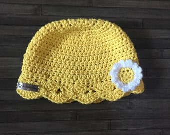 Crochet Pattern - Daisy Crochet Baby Hat Pattern (Newborn to 1 Year), Baby Girl Hat Crochet Pattern, DK 8 Ply